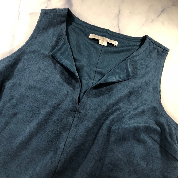 Boston Proper Blue Faux Suede Shift Dress - Picture 7 of 8
